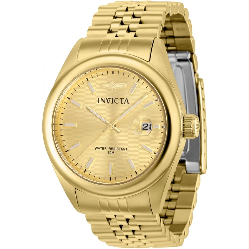 Invicta Women's 38428 Aviator Gold-Tone Silicone Watch