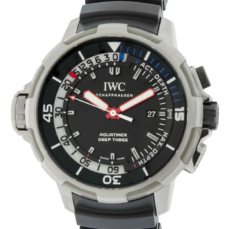 IWC Men's IW355701 Aquatimer Deep Three Black Rubber Watch