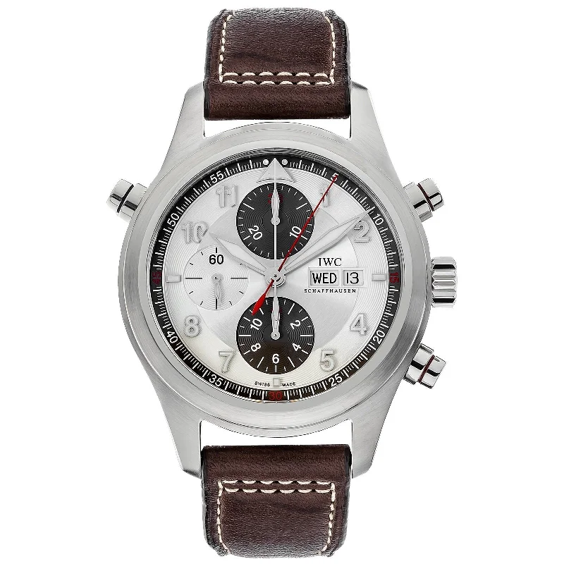 IWC Men's IW371806 Spitfire Double Chronograph Chronograph Brown Leather Watch