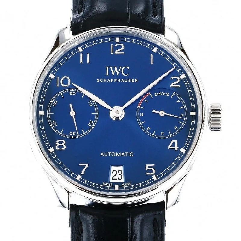 IWC Men's IW500710 Portugieser Black Leather Watch