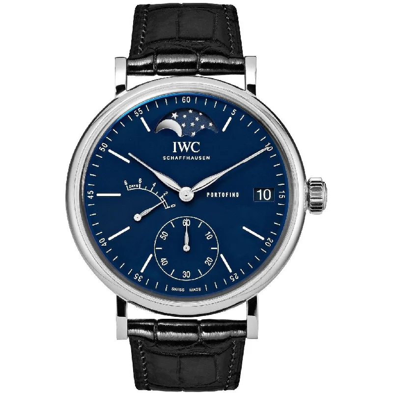 IWC Men's IW516405 Portofino Black Leather Watch