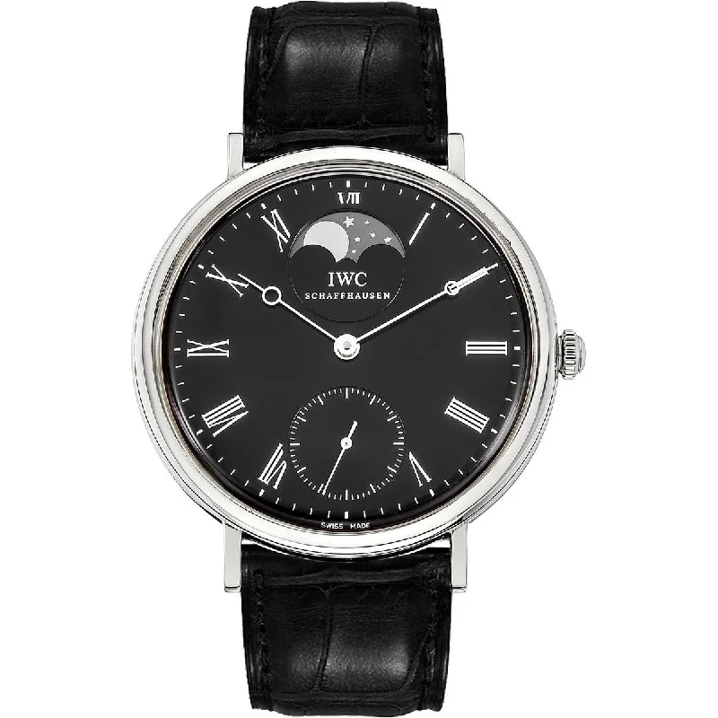 IWC Men's IW544801 Portofino Black Leather Watch