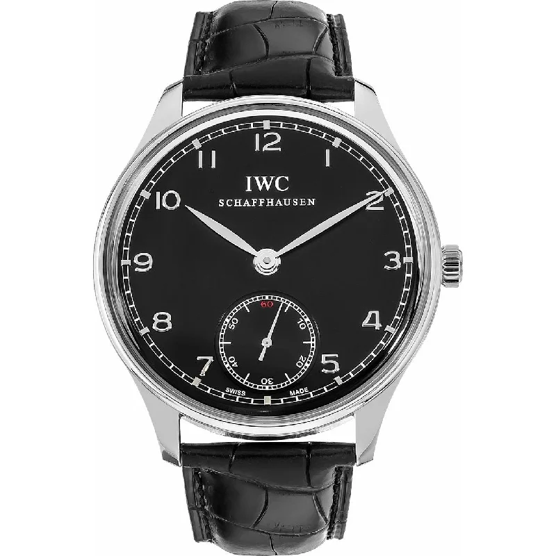 IWC Men's IW545407 Portugieser Black Leather Watch