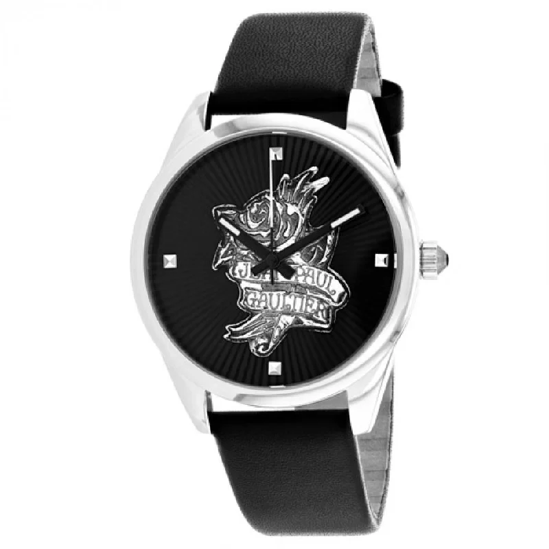 Jean Paul Gaultier Women's 8502412 Navy Tatoo Black Leather Watch